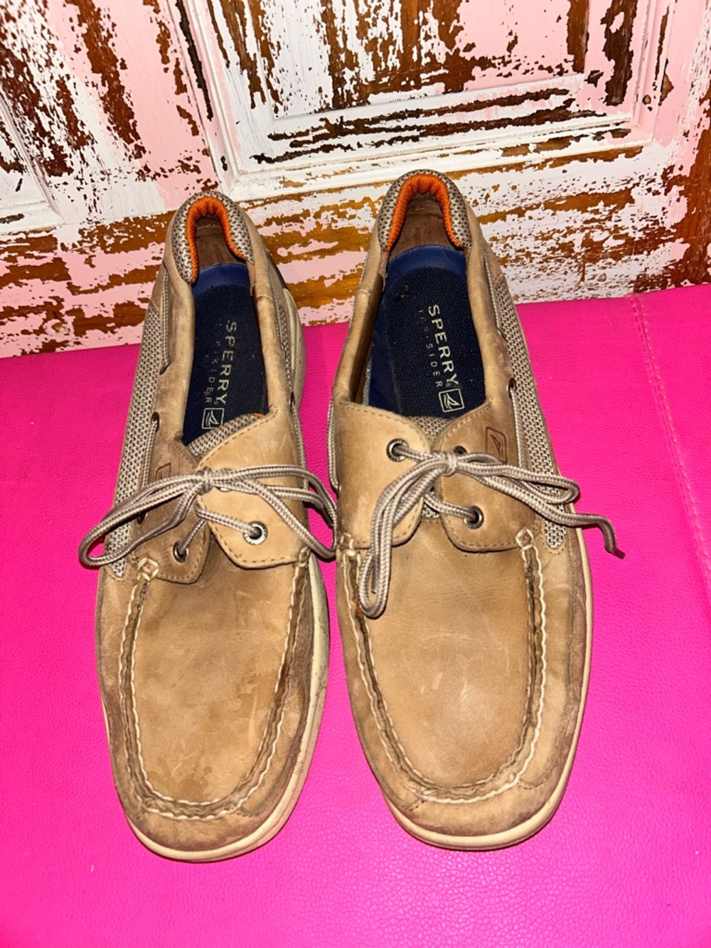 Sperry Tan/Brown Leather Slip-On Boat Shoes